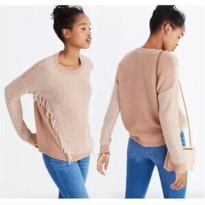 Madewell Reverse-Diamond Fringe Pullover Sweater